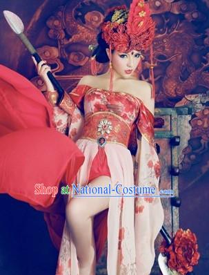 Chinese Classical Sexy Heroin Costumes and Headpiece