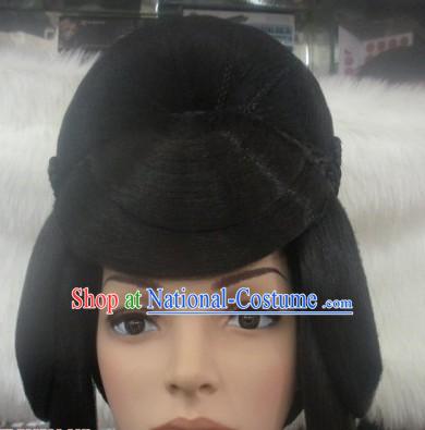 Chinese Classic Female Long Black Wig Complete Set