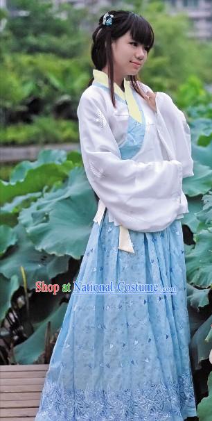 Traditional Chinese Han Fu Embroidered Orchid Clothing for Women