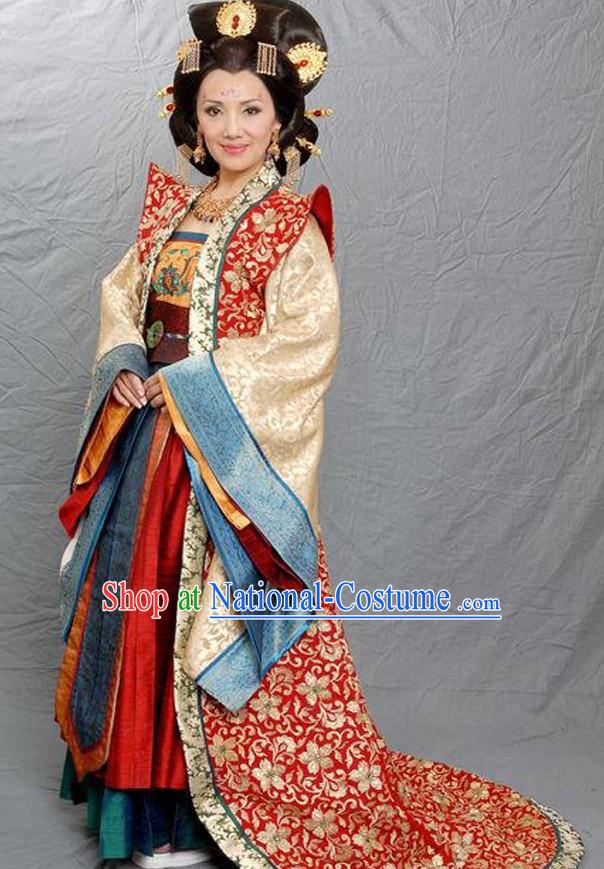 Ancient Chinese Queen Mother Clothing and Headpiece Complete Set