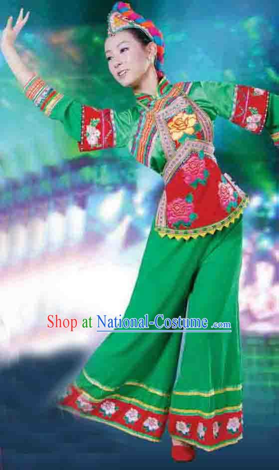 Chinese Yi Minority Ethnic Dance Costume for Women