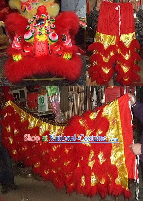 Glow in Dark Luminous Grand Opening and Happy Celebration Red Lion Dance Costumes Complete Set