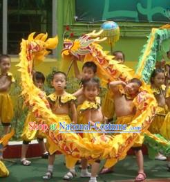 Yellow Beijing Dragon Dance Costumes Complete Set for Six Kindergarten Children