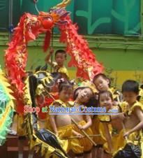 Red Beijing Dragon Dance Costumes Complete Set for Six Nursery School Kids