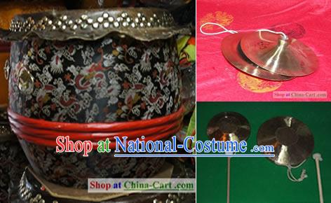 Traditional Lion Dance Drum, Gongs and Cymbals Music Instrument Complete Set