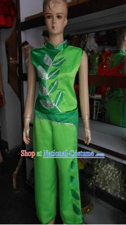 Green Leaf Fan Dance Costumes for Women