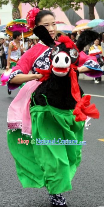 Traditional Chinese Parade Donkey Riding Costumes Set