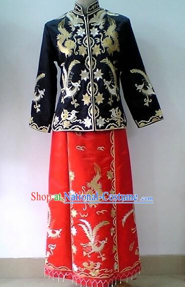 Traditional Chinese Wedding Grandmother Dragon Phoenix Clothing