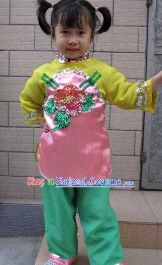 Traditional Chinese Fan Dance Costumes for Children