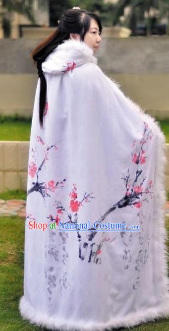 Ancient Chinese Hand Painted Cherry Blossom Winter Cape