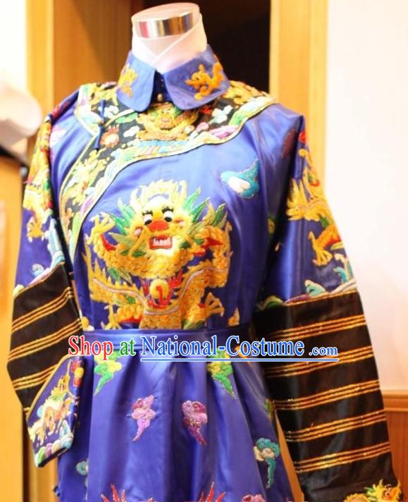 Qing Dynasty Embroidered Dragon Emperor Clothing for Men