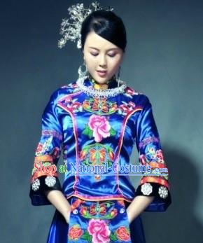 Traditional Chinese Minority Women Embroidered Flower Clothing