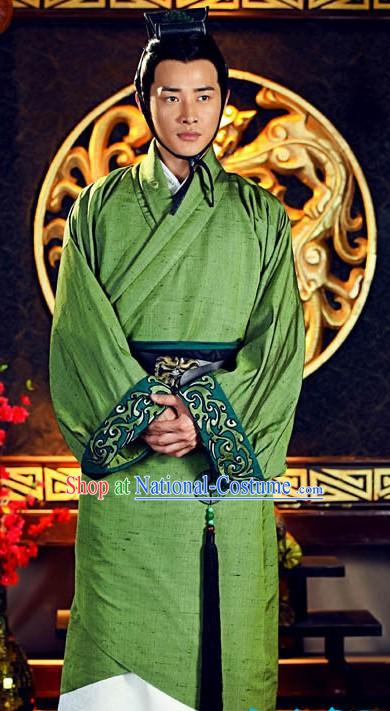 Ancient Han Dynasty Emperor Liu Bang Costume and Hat for Men