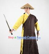 Ancient Chinese Knight Costume and Hat for Men