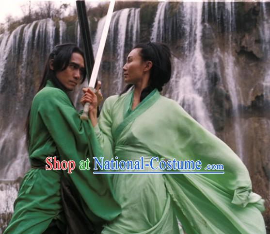 Chinese Qin Dynasty Period Costume Film Hero Kung Fu Master Knight Swordsman Hanfu Costumes for Men or Women