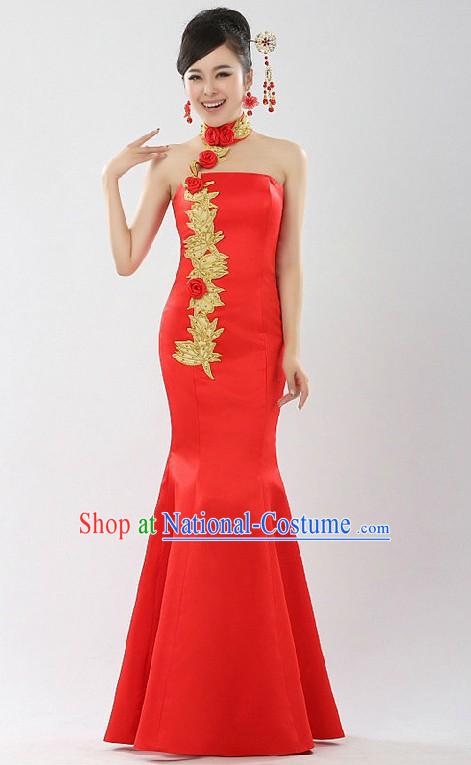 Chinese Classical Bride Wedding Evening Dress