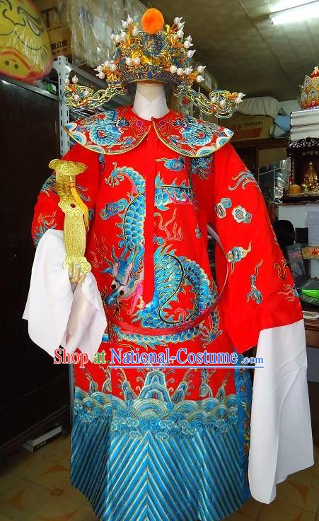 Ancient Chinese Myth Lucky God Fu Xing Costume and Hat for Men