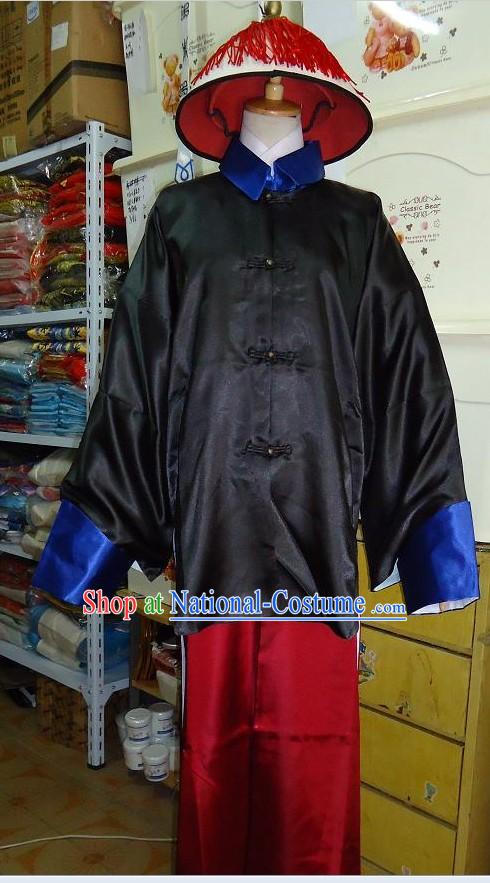 Qing Dynasty Palace Guard Costume and Hat Complete Set for Men