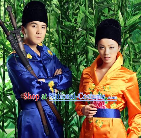 Traditional Chinese Martial Arts Chivalry Costume 2 Complete Sets for Men and Women