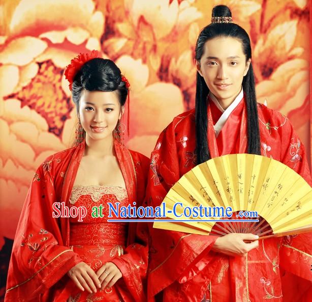 Ancient Chinese Wedding Clothing 2 Sets for Men and Women