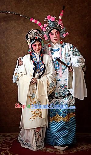 Chinese Beijing Opera Lv Bu and Diao Chan Costumes and Headpiece for Men and Women