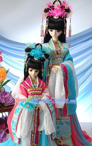 Ancient Chinese Palace Empress and Prince Mother and Daughter Costumes, Wig, Hair Accessories