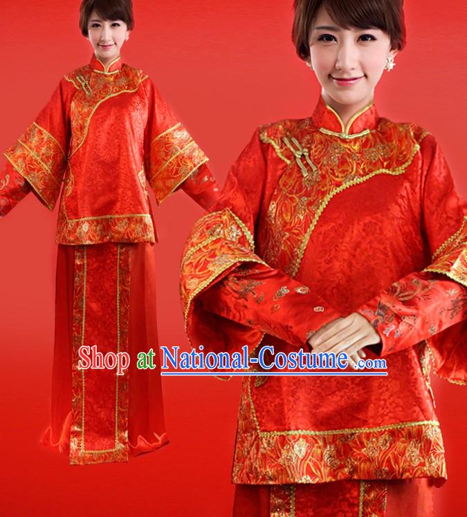 Chinese Classical Red Phoenix Wedding Dress for Bride