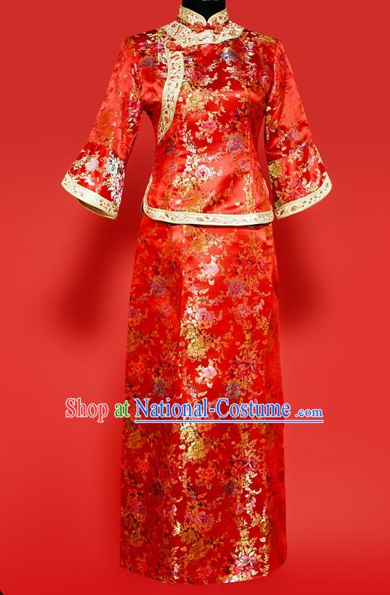 Traditional Chinese Red Wedding Suit for Brides