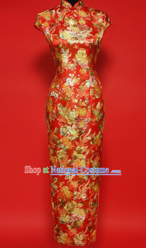Traditional Chinese Prosperous Peony Qipao for Women