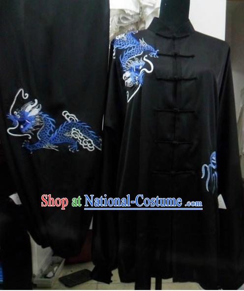 Black Silk Dragon Kung Fu Dress for Men