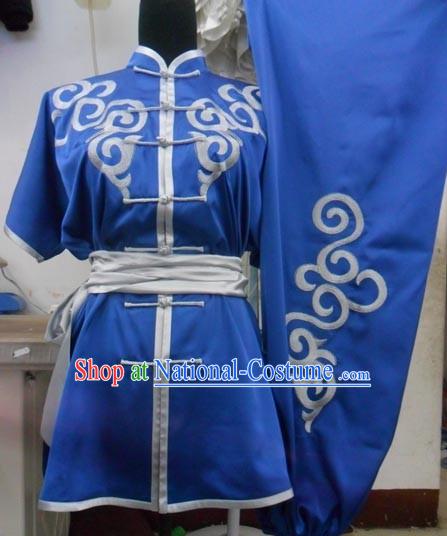 Blue Silk Kung Fu Tournaments Costumes for Men or Women