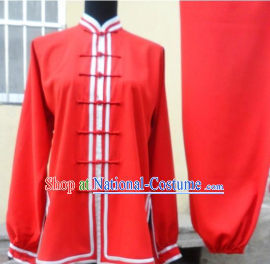 Traditional Red Kung Fu Tournament Uniform for Women or Men