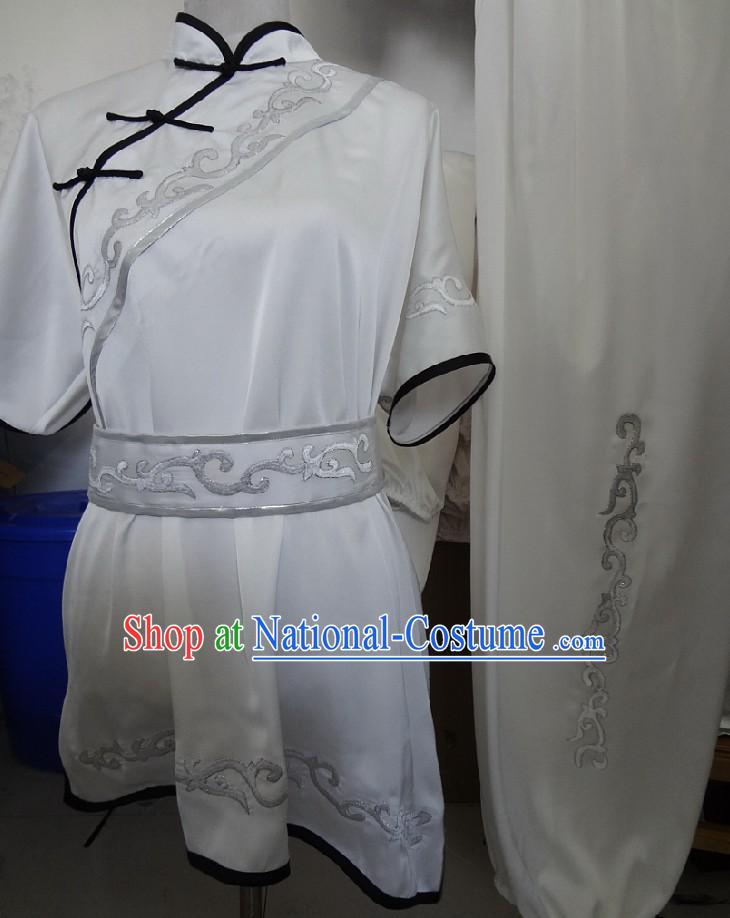 Traditional Silk White Martial Arts Competition Uniform