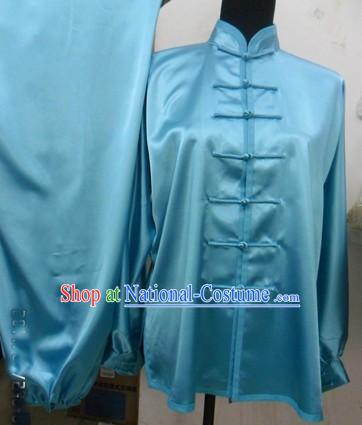 Pure Silk Sky-blue Kung Fu Dress for Men