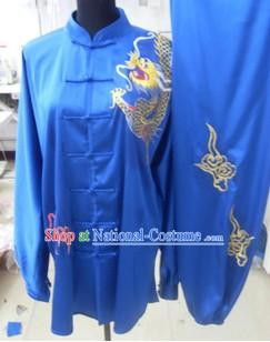 Silk Blue Dragon Kung Fu Dress for Men