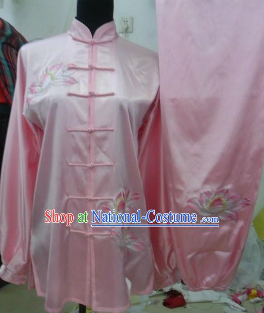 Pink Silk Lotus Kung Fu Wu Shu Uniform for Women