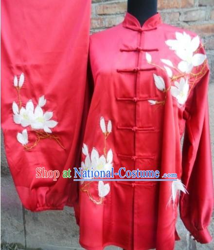 Professional Red Silk Tai Chi Costumes for Women