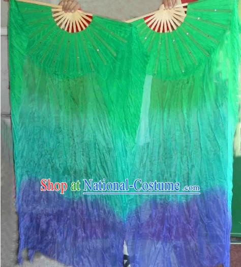 Traditional Three Color Transition Silk Dance Fan