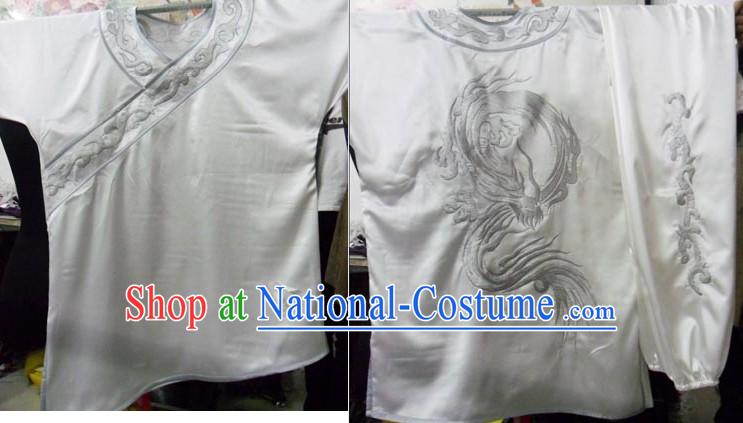 White Changquan Long Fist Dragon Formal Tai Chi Uniforms for Men