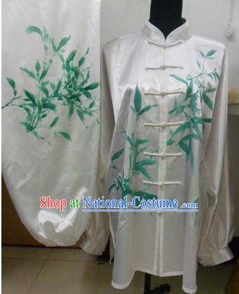 White Martial Arts Competition Silk Uniform for Men