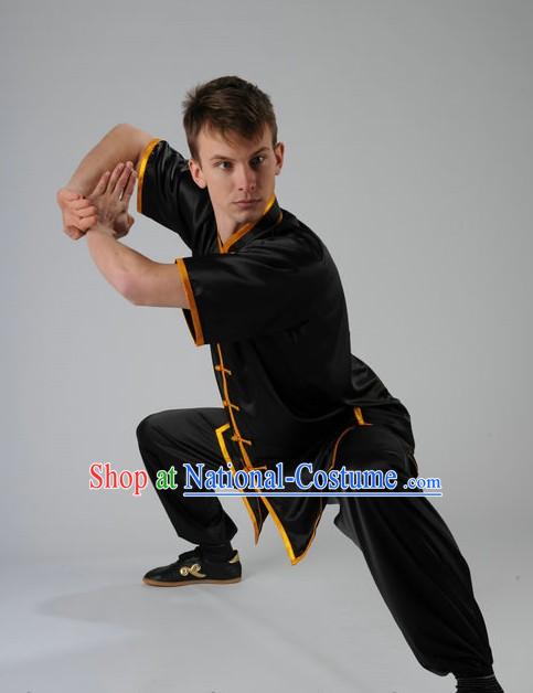 Black Kung Fu Martial Arts Silk Competition Uniform for Men or Women