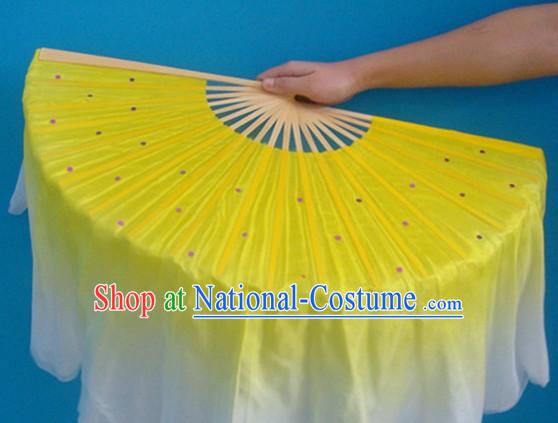 Chinese Yellow Classic Silk Dance Fan