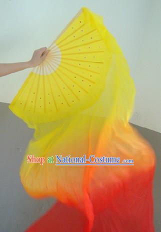 Chinese Silk Flame Color Transition Dance Fan