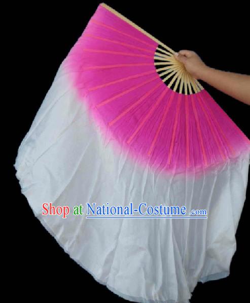 Pink and White Classic Silk Dance Fan