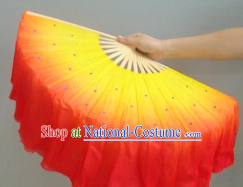 Chinese Color Transition Fire Color Silk Dance Fan