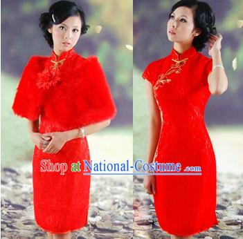 Old Shanghai Style Red Wedding Dress Set