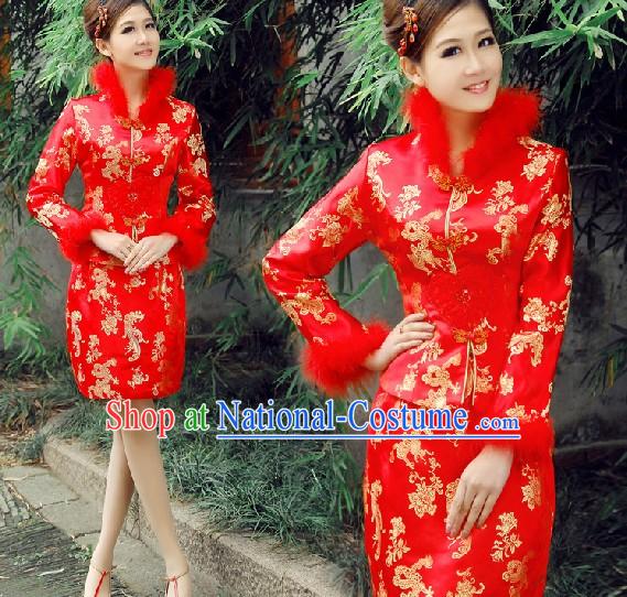 Chinese Classic Red Wedding Dress Set for Brides