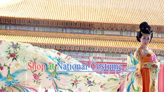 Ancient Chinese Tang Dynasty Empress Costumes and Headwear Complete Set