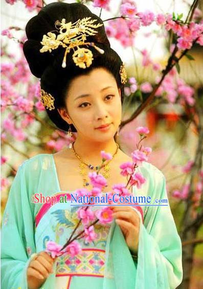 Ancient Chinese Tang Dynasty Yang Guifei Costumes, Wig and Headpieces