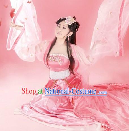 Ancient China Pink Fairy Costumes and Headpieces